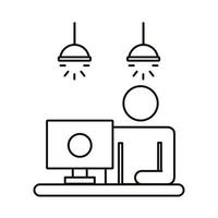avatar do usuário trabalhando em ícone de estilo de linha de área de trabalho vetor