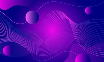 fundo de espaço abstrato vetorial com ondas, linhas e esferas em cores violetas vetor