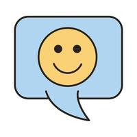 balão com linha de emoji sorridente e ícone de estilo de preenchimento vetor