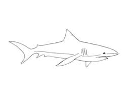 vetor desenho de rabisco desenhado à mão tubarão preto