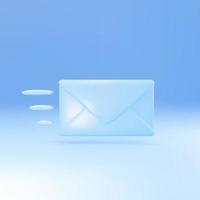 Ícone de envelope de correio fechado azul 3D. parabéns visualização de e-mail. ilustração vetorial. vetor