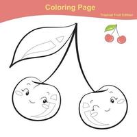 página de planilha de coloração de frutas. página de planilha de frutas fofas para colorir. planilha de colorir imprimível educacional. ilustração vetorial no estilo cartoon. vetor