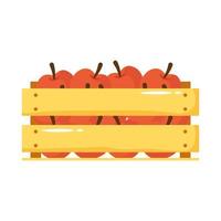 maçãs em ícone de estilo simples de cesta de madeira vetor