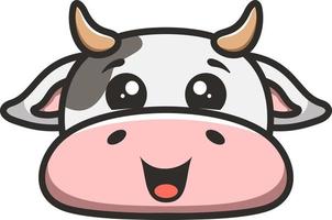 logotipo de mascote de vaca fofa de cabeça vetor
