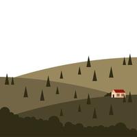 casa na montanha com pinheiros desenho vetorial de paisagem vetor