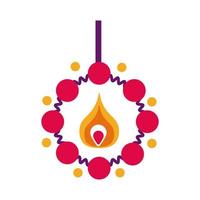 vela diwali com ícone de estilo simples de colar vetor