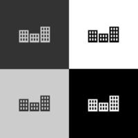 modelo de logotipo de monograma de três edifícios vetor