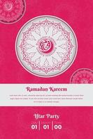 fundo branco e rosa com design de mandala para ramadan kareem ou modelo eid vetor