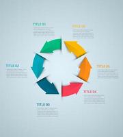 vetor círculo setas infográfico. modelo de infográfico moderno. diagrama abstrato com 6 etapas, opções, partes ou processos. modelo de negócios de vetor para apresentação.