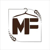 mf fashion logo vestuário e alfaiate vetor