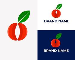 vetor de ícone de tomate moderno com sinal de logotipo de folha