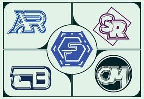 logotipo de carta e conjunto de modelo de design de ícone vetor