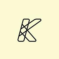 logotipo de vetor de letra k inclinado feito de contornos.