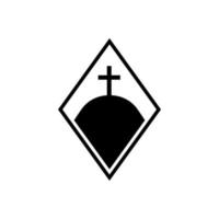 cruz cristã na ilustração vetorial de símbolo de colina. cruzes do calvário, colina e montanha com o logotipo da cruz cristã sagrada, igreja católica na paisagem natural. vetor