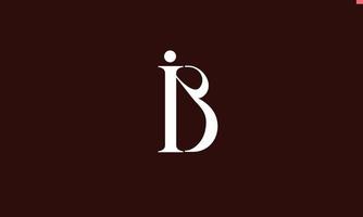 letras do alfabeto iniciais monograma logotipo ib, bi, i e b vetor