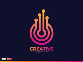design de logotipo de empresa mínima elétrica digital, cor criativa com conceito único, vetor livre. design de modelo de empresa de agência de negócios com fundo criativo.