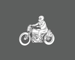 ilustração de desenho de mão vintage piloto moto velha vetor