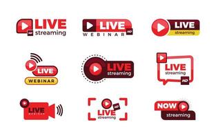 conjunto de logotipo de transmissão ao vivo vetor
