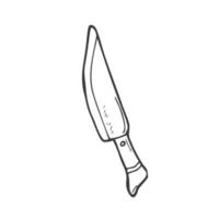 faca de cozinha desenhada no estilo de doodle.imagem em preto e branco.monocromático.desenho de contorno.imagem vetorial vetor