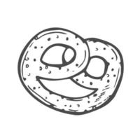 pretzel em estilo doodle simples. ilustração vetorial isolada no fundo branco. vetor