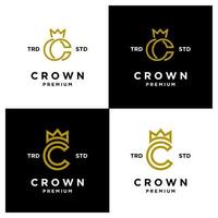 coleção de conjunto de design de ícone de logotipo de letra c de coroa vetor