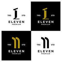 onze inicial número 11 ícone design logotipo conjunto mínimo coleção vetor