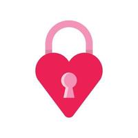 isolar vetor ícone plano de chave de coração rosa de dia dos namorados