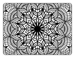 página de coloração floral de mandala para livro de colorir adulto, página de coloração de mandala preto e branco, arte de linha de doodle desenhada à mão para interior de página de coloração adulta vetor