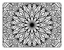 página de coloração floral de mandala para livro de colorir adulto, página de coloração de mandala preto e branco, arte de linha de doodle desenhada à mão para interior de página de coloração adulta vetor