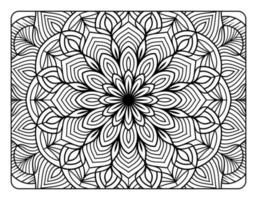 página de coloração floral de mandala para livro de colorir adulto, página de coloração de mandala preto e branco, arte de linha de doodle desenhada à mão para interior de página de coloração adulta vetor