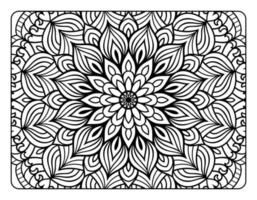 página de coloração floral de mandala para livro de colorir adulto, página de coloração de mandala preto e branco, arte de linha de doodle desenhada à mão para interior de página de coloração adulta vetor