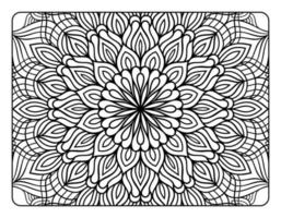 página de coloração floral de mandala para livro de colorir adulto, página de coloração de mandala preto e branco, arte de linha de doodle desenhada à mão para interior de página de coloração adulta vetor