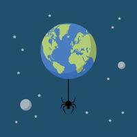 planeta terra com aranha vetor