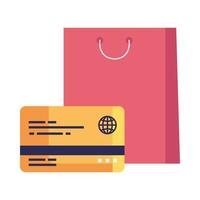 desenho vetorial de sacola de compras e cartão de crédito vetor
