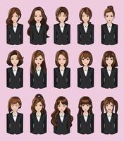 design de vários avatares de garotas, estilo de cabelo e expressão vetor