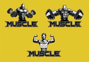 design de logotipo muscular de fitness vetor