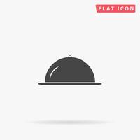 cloche de restaurante. símbolo liso preto simples com sombra no fundo branco. pictograma de ilustração vetorial vetor