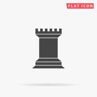 torre de xadrez. símbolo liso preto simples com sombra no fundo branco. pictograma de ilustração vetorial vetor