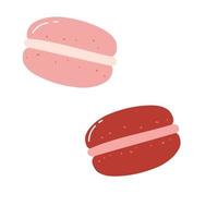 biscoitos de macaroon desenhados à mão. ilustração vetorial plana de sobremesa doce, comida de pastelaria vetor