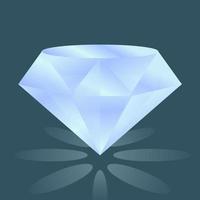 diamante brilhante, diamante azul isolado no fundo azul 3d vetor