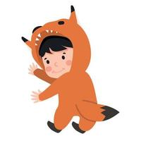 personagens infantis fofos vestindo fantasia de raposa animal vetor