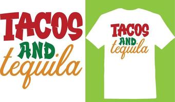 design de camiseta tacos e tequila cinco de vetor