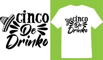 design de camiseta cinco de drinko cinco de vetor