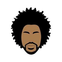 retrato de homem negro com design afro encaracolado, barbearia e penteado. jovem desportivo saudável negro com barba, bigode e costeletas. avatar isolado do rapper no fundo branco vetor