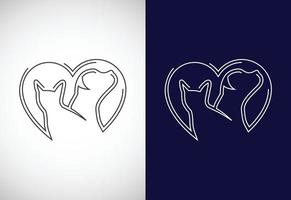 modelo de design de logotipo de cuidados com animais de estimação de arte de linha. ilustração de ícone vetorial de design de logotipo animal vetor