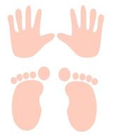 impressões de mão e pé humano em branco background.handprint e footprint.body pés.silhouette.sign, símbolo, ícone ou logotipo isolado.flat design.cartoon vector illustration.graphic pictograma.