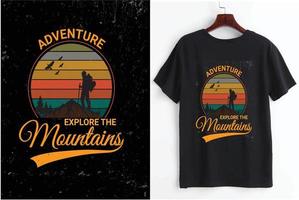 aventura explore o design de camisetas de montanhas vetor