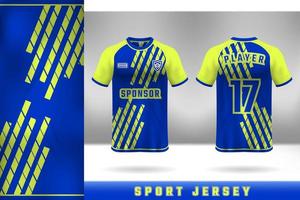 design de modelo de camisa azul e amarela para uniforme esportivo vetor