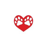 amor de pata de cachorro com uma moldura em forma de coração de rastros e trilhas de cachorro. coração de amor de cachorro ou gato com ilustração vetorial de impressão de pata fofa. vetor