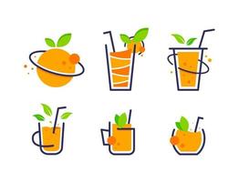 logotipo de smoothies de frutas frescas, ilustração vetorial de ícone de design plano vetor